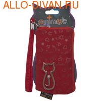 Футляр-сумка Animob вертикальная с молнией, текстиль, красная