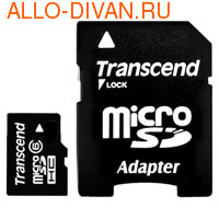 Transcend microSDHC Card 16Gb, Class 6