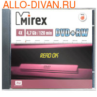 Mirex DVD+RW, 4.7Gb, 4x, 10шт slim case