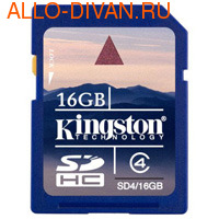 Kingston SDHC Card 16Gb, Class 4