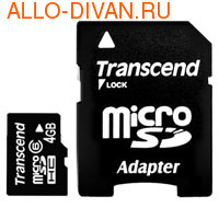 Transcend microSDHC Card 4Gb, Class 6